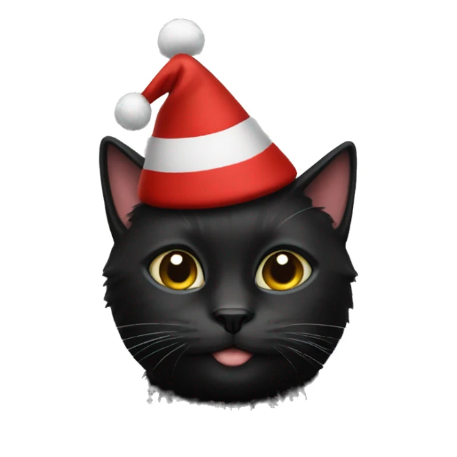 Black cat with Christmas hat on sticker