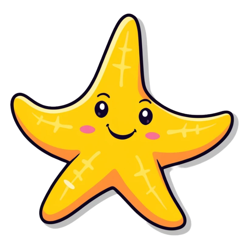 cute cheerful starfish character with a smile sticker