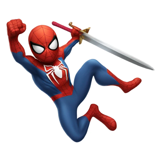Spider-man with a BIG SWORD in a fighting pose sticker