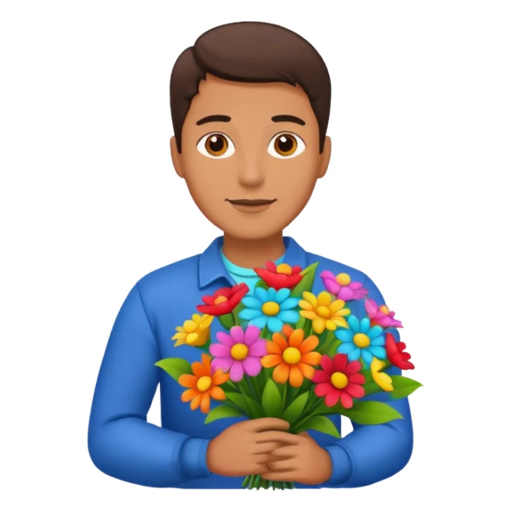 Man with holding flowers sticker