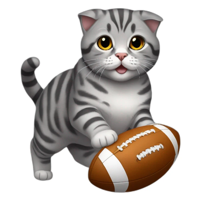 grey tabby scottish fold playing rugby sticker