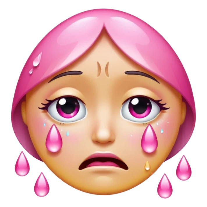 Crying face pink sparkly tears sticker