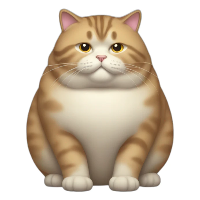 Huge overweight fat obese fluffy cat sticker