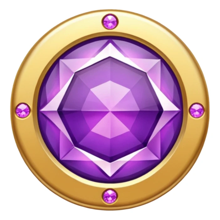 A round badge for a paid subscription, gold with purple diamonds, level 6 sticker