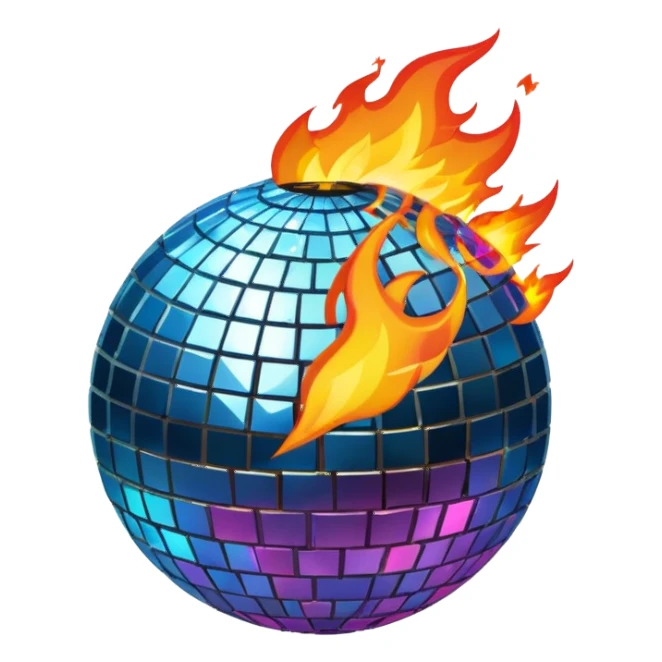 disco ball on fire on top sticker