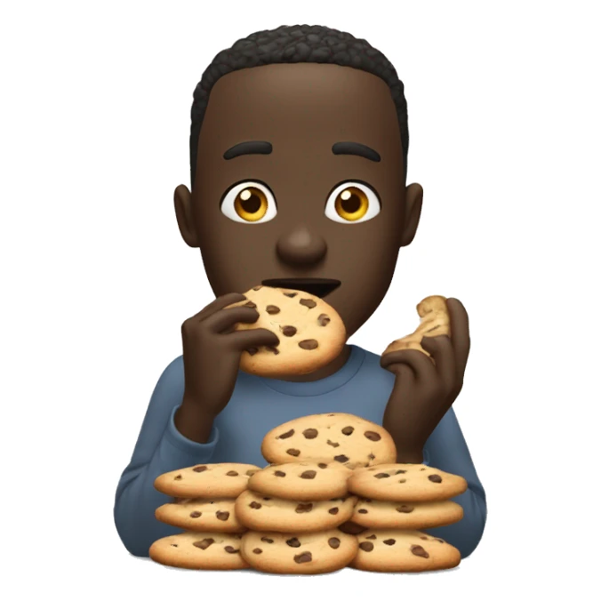 White person devouring large stack of cookies￼ sticker