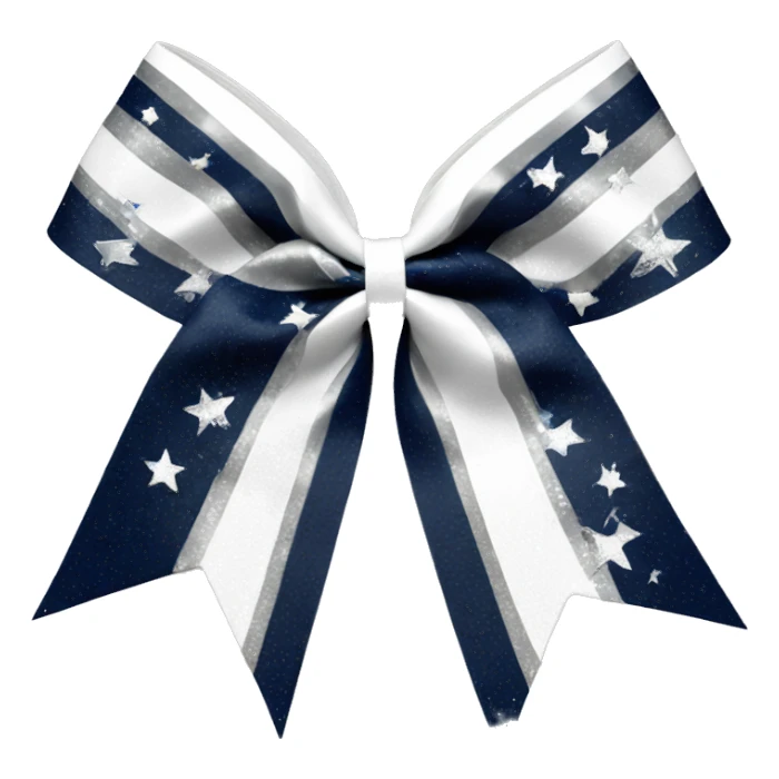 all star cheer bow with white navy and silver sticker