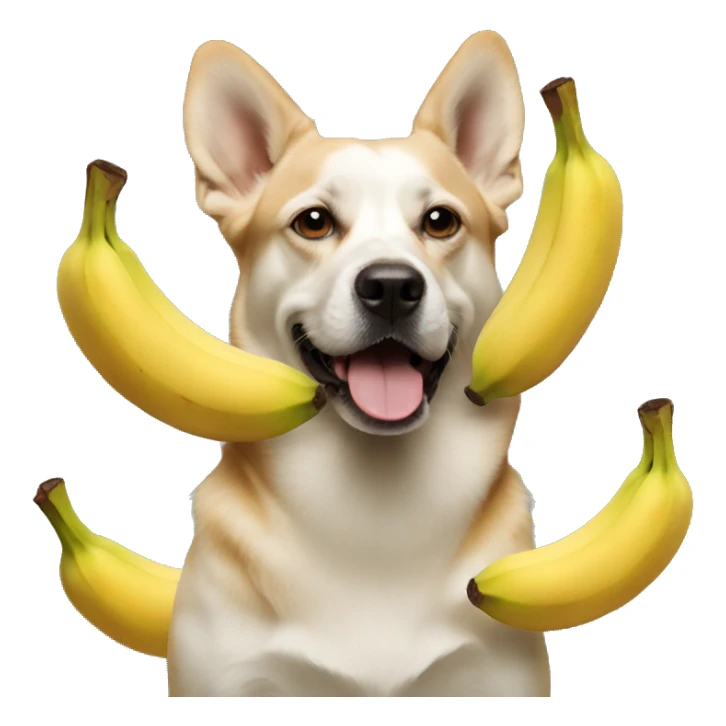 Dog profile adding bananas, pop style. sticker
