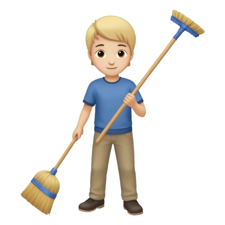 niño barriendo sticker