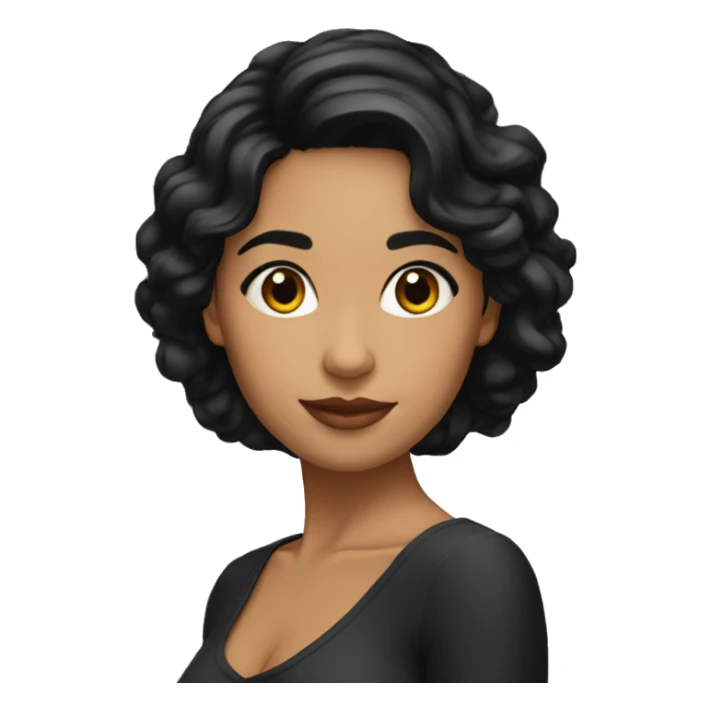 Mujer morena cabello negro contenta sticker