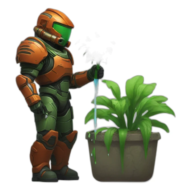 Doom slayer watering plants sticker