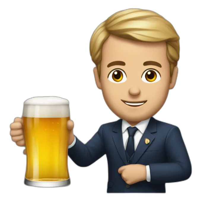 Macron tenant une bière sticker