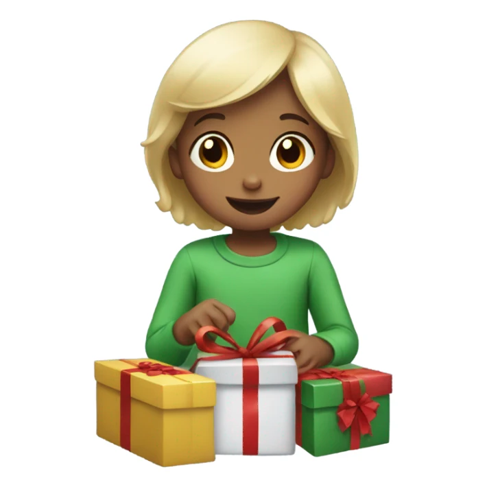 Small young child opening christmas presents  sticker