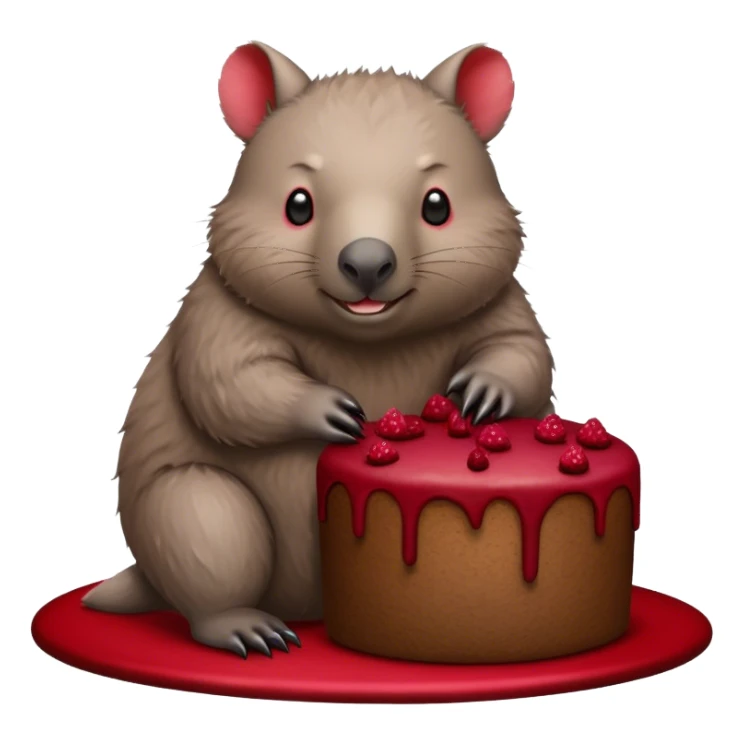 Wombat with red velvet cake sticker
