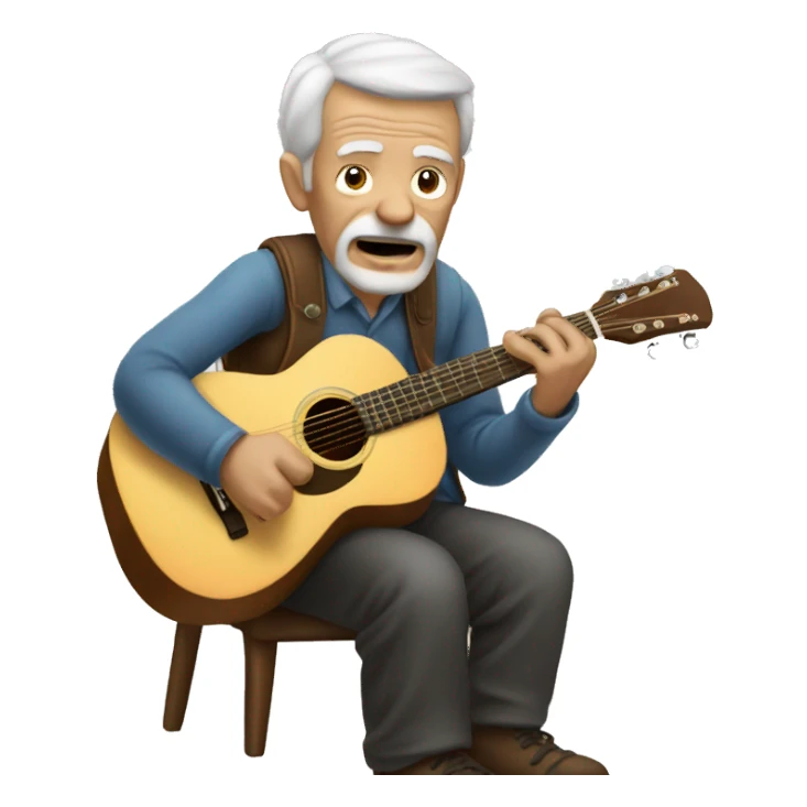 Old Man playing acoustic guitar  sticker