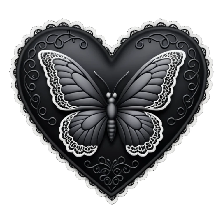 goth heart with a black lace butterfly sticker