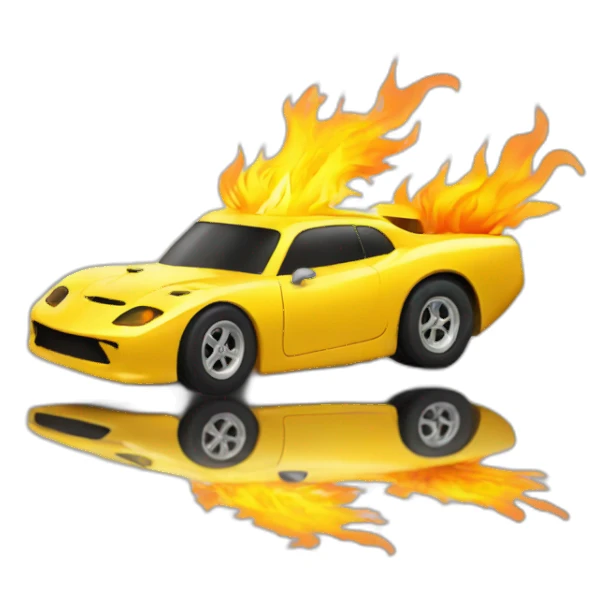 yellow racecar on fire sticker