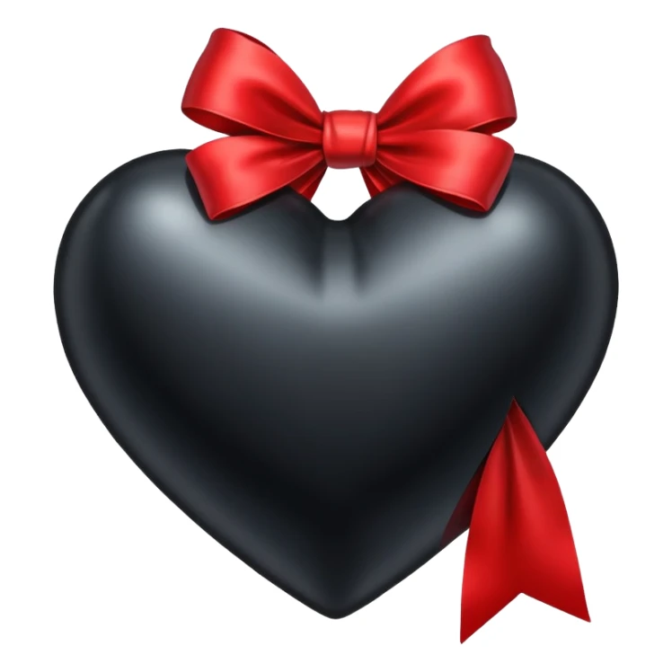 black heart with a red bow wrapped around sticker