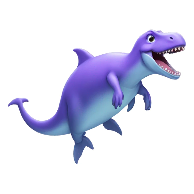 Purple dinosaur riding a dolphin sticker