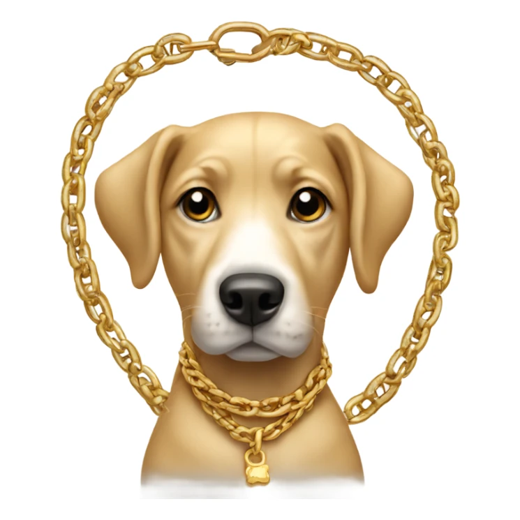 Dog wearing a gold chain sticker