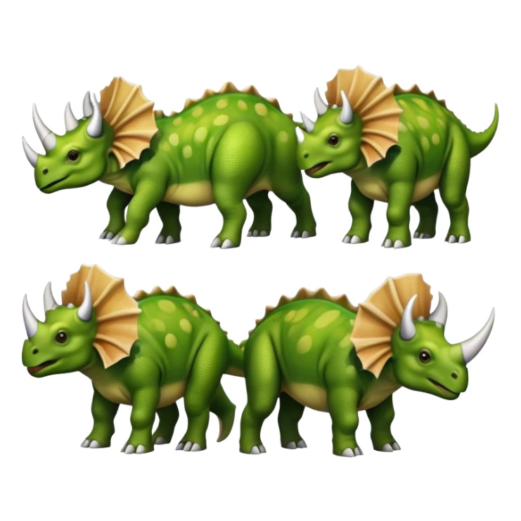 faces of different green triceratops sticker
