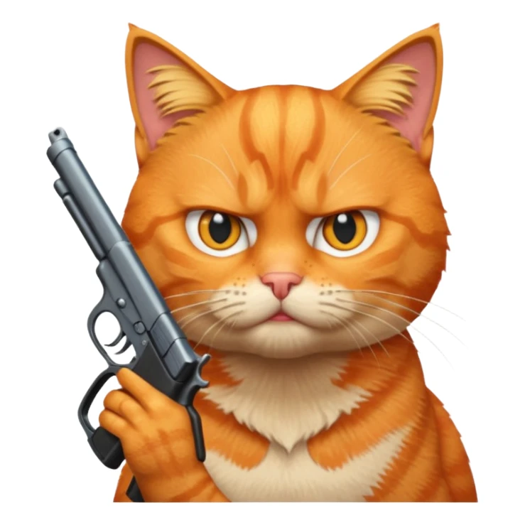 Cat with a gun that's angry sticker