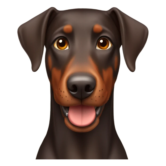 Red and brown Doberman without cropped ears face facing front happy expression  sticker