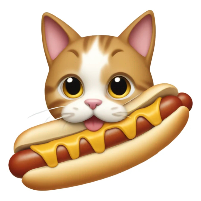 cat eating hotdog  sticker