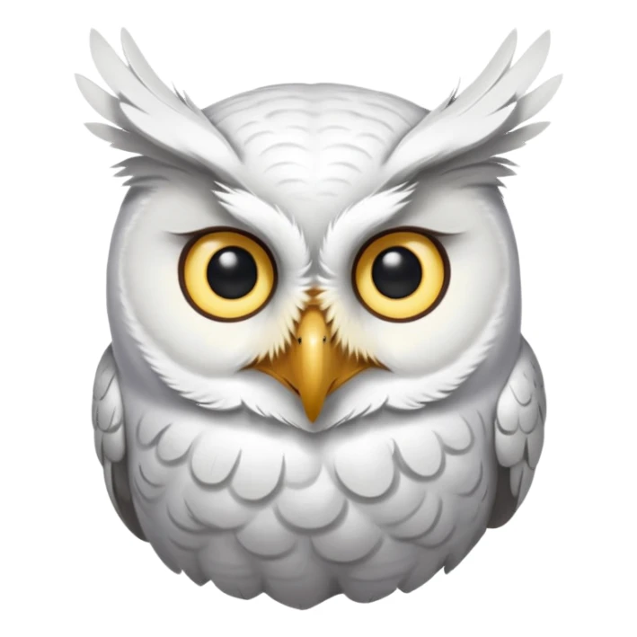 white olw half body, 45 degree rotate head, questionning sticker