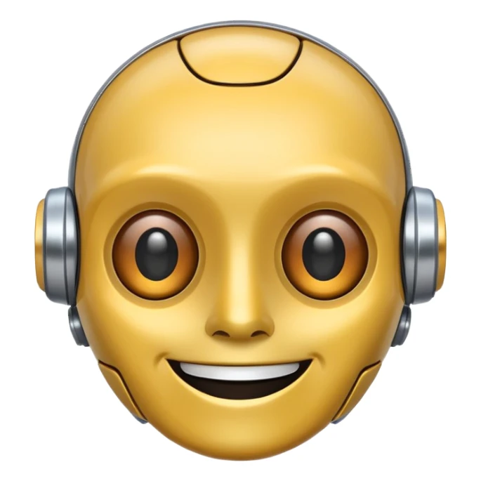 smiling robot head, AI emoji, apple style sticker