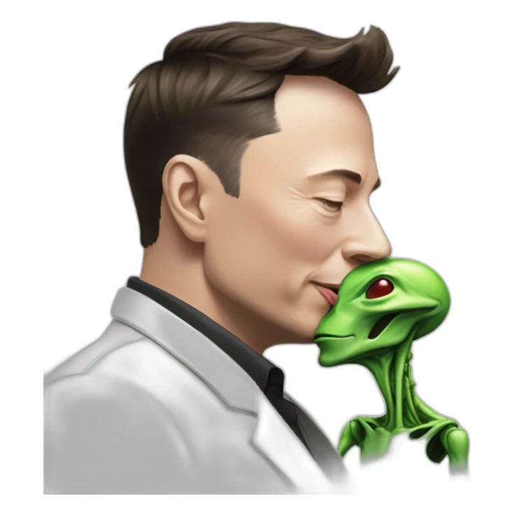 Elon Musk sniffing alien sticker