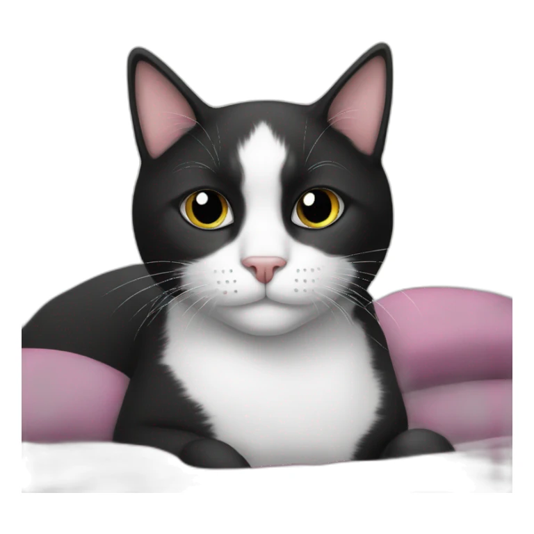 Black and white cat on bed sticker