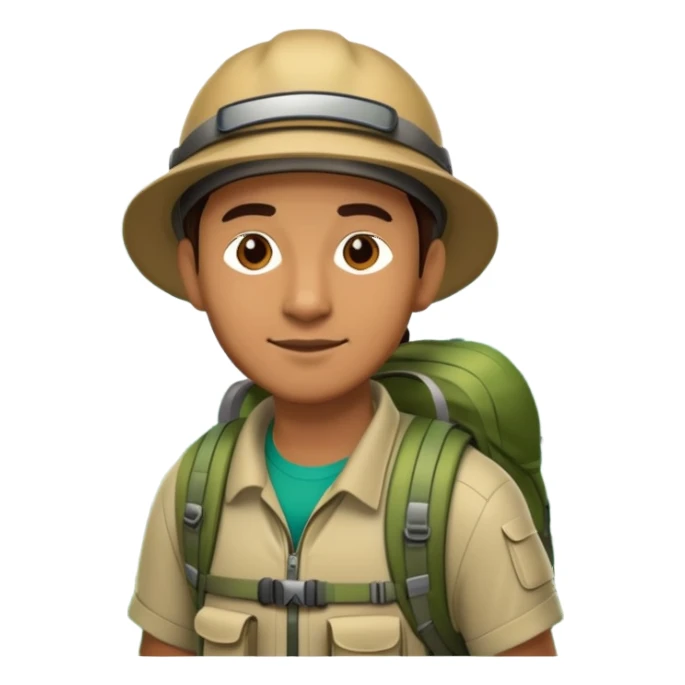 man hiking rainforest sticker