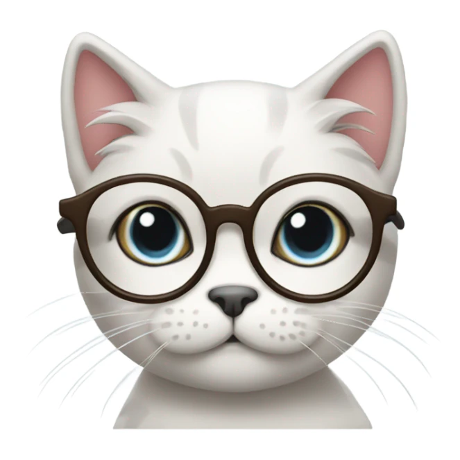 Cute cat with bangs and glasses sticker