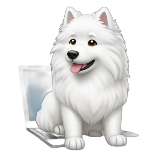 samoyed-typing-on-laptop sticker