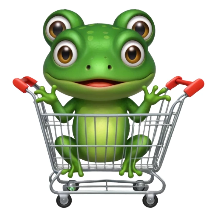 bufo meme frog using a shopping card sticker