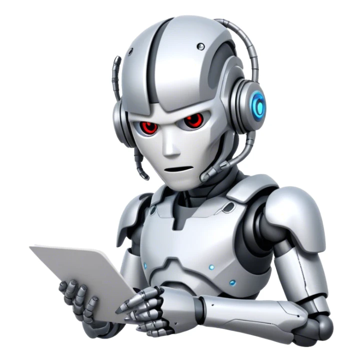 cyborg writing on paper sticker