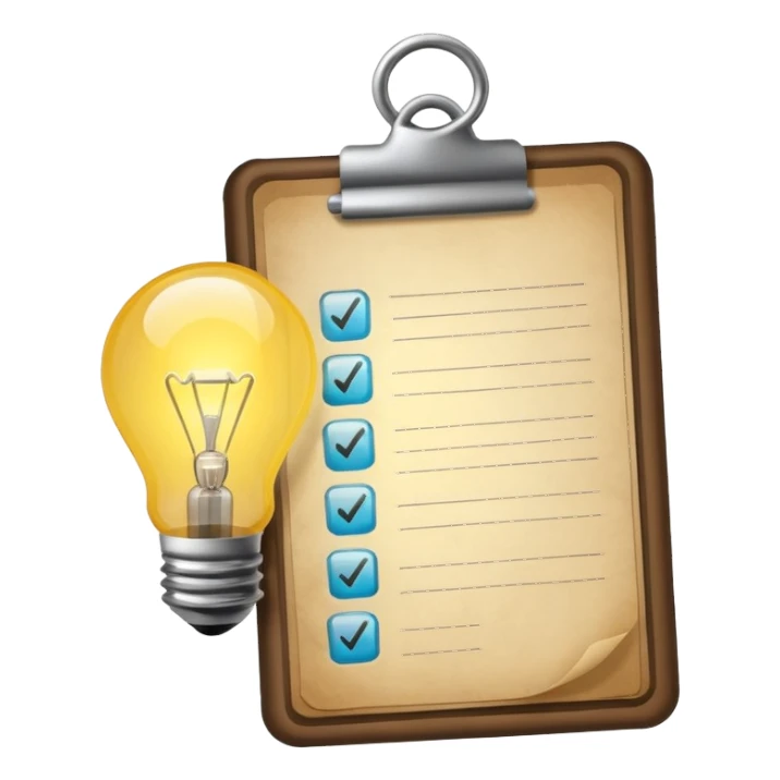 light bulb with a checklist sticker