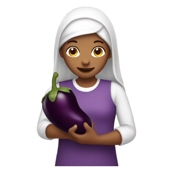 girl holding eggplant sticker