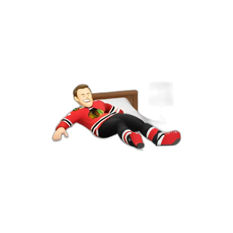Jonathan Toews laying on bed sticker