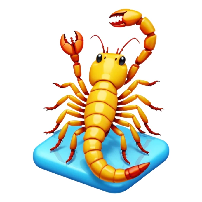 A 3D cartoon candy with a small scorpion inside, bright colors, clear reflection, realistic Memoji-style. sticker