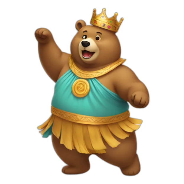 Fat bear dancing in a party hat and toga sticker