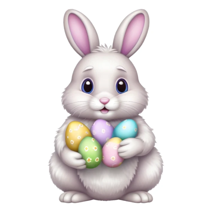 Easter bunny with colorful eggs sticker