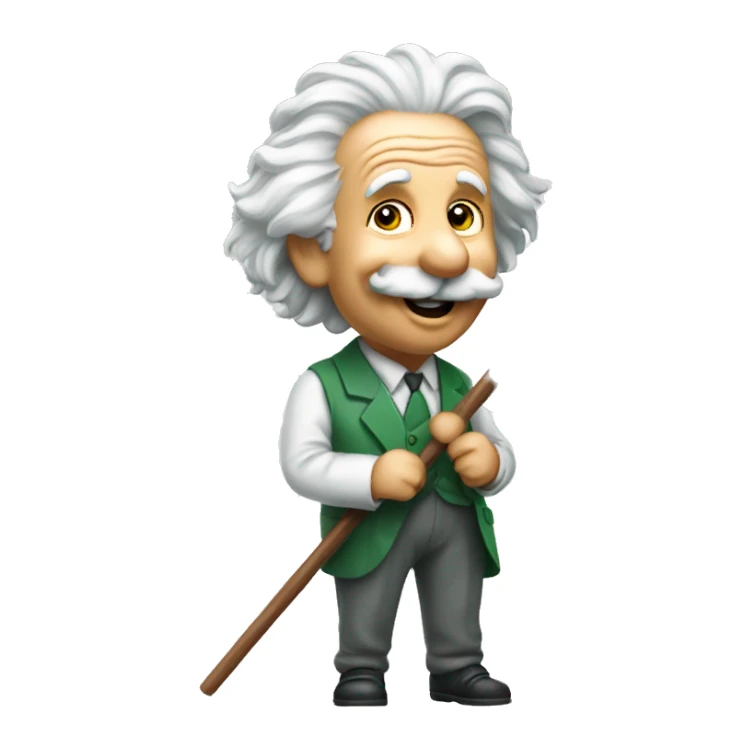 happy albert einstein holding green flag in one hand sticker