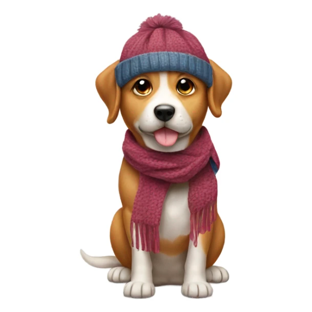 dog wearing scarf and hat sticker
