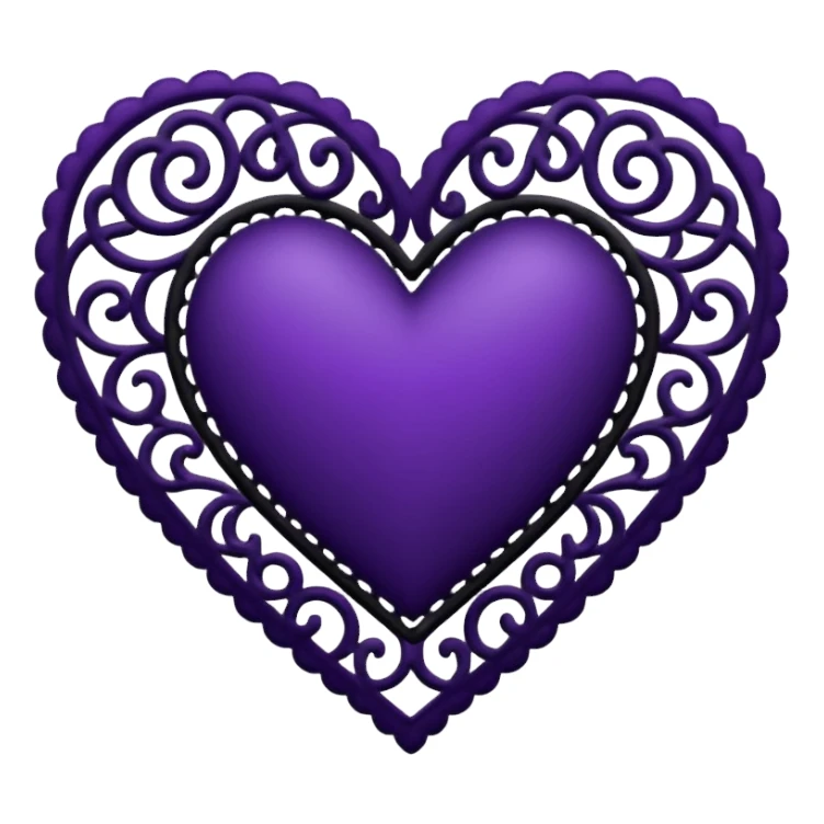 black and purple lace heart sticker