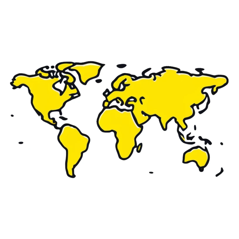 World map in the shape of a lemon sticker