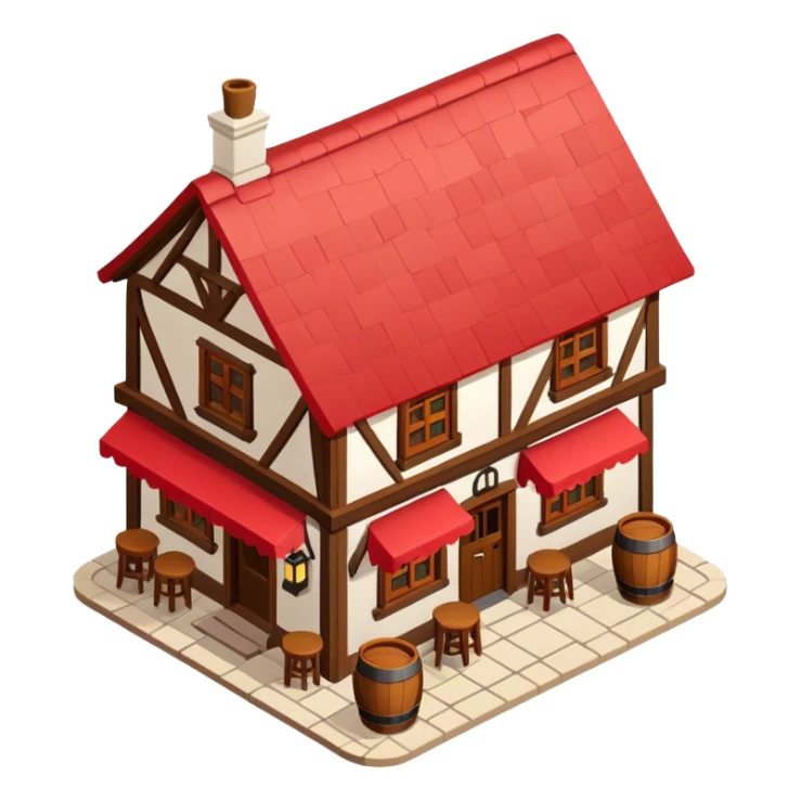red realistic isometric tavern sticker