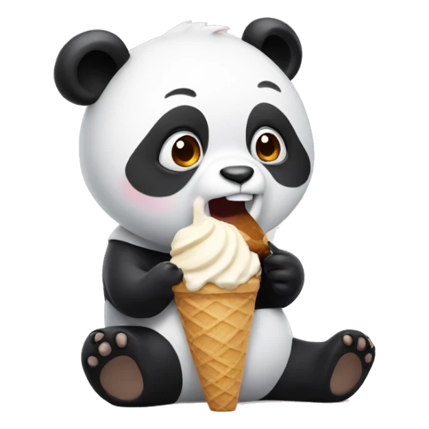 Panda eating ice cream sticker