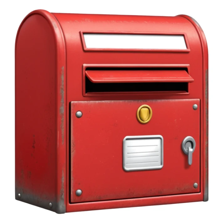 red postbox with a mail slot sticker